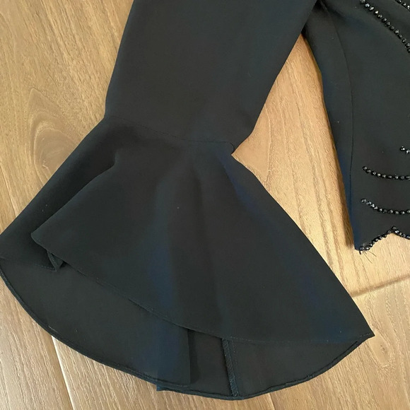Dress barn vintage black embellished button up blazer size 16 scalloped hem - Picture 5 of 8